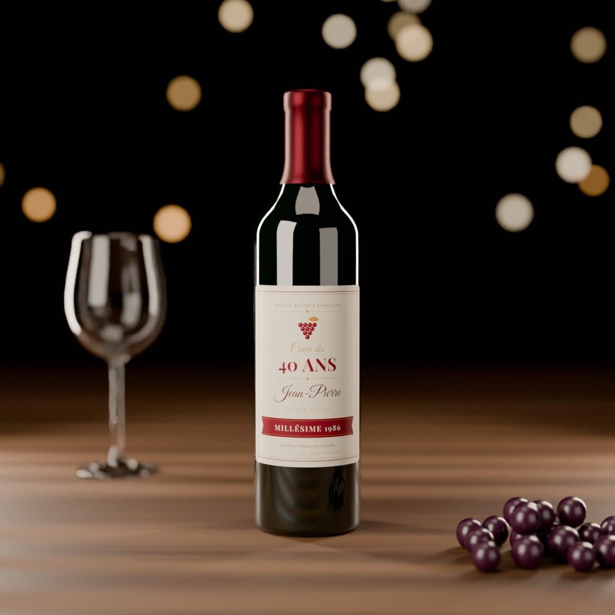 Étiquette de bouteille « Millésime » personnalisée – Prénom, âge et année de naissance, bouteille de vin 75 cl — photo 1