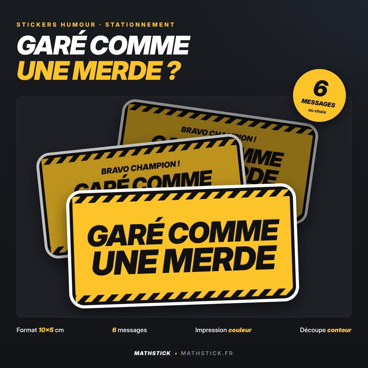 Stickers « Garé comme une merde » – à l'unité ou pack de 6 — photo 1