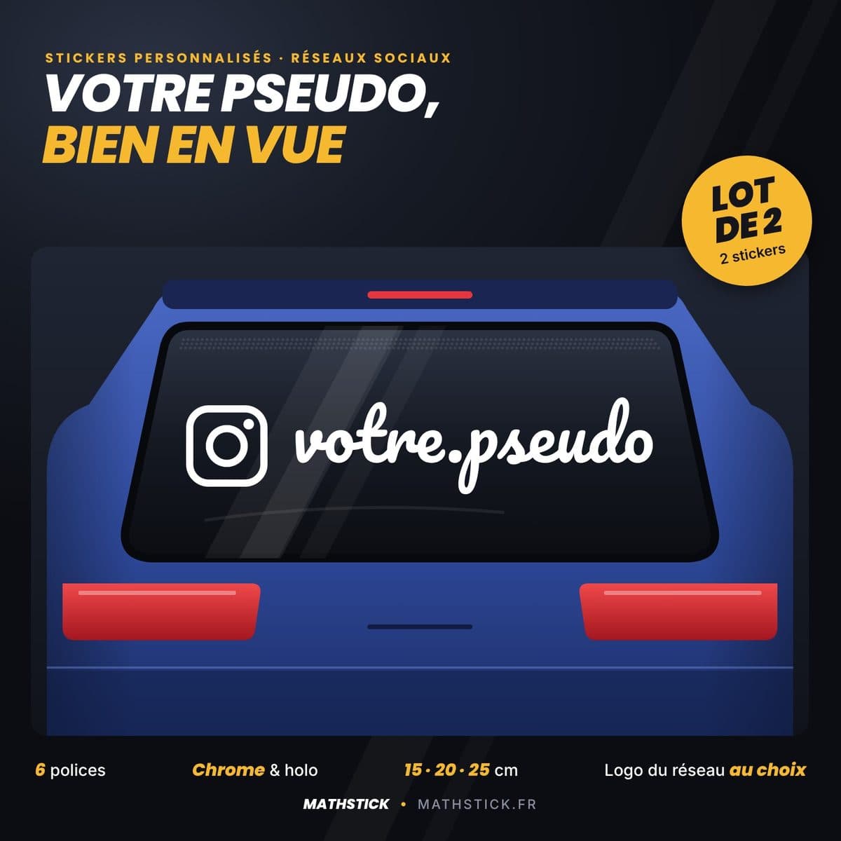 Stickers pseudo réseaux sociaux personnalisés (lot de 2)
