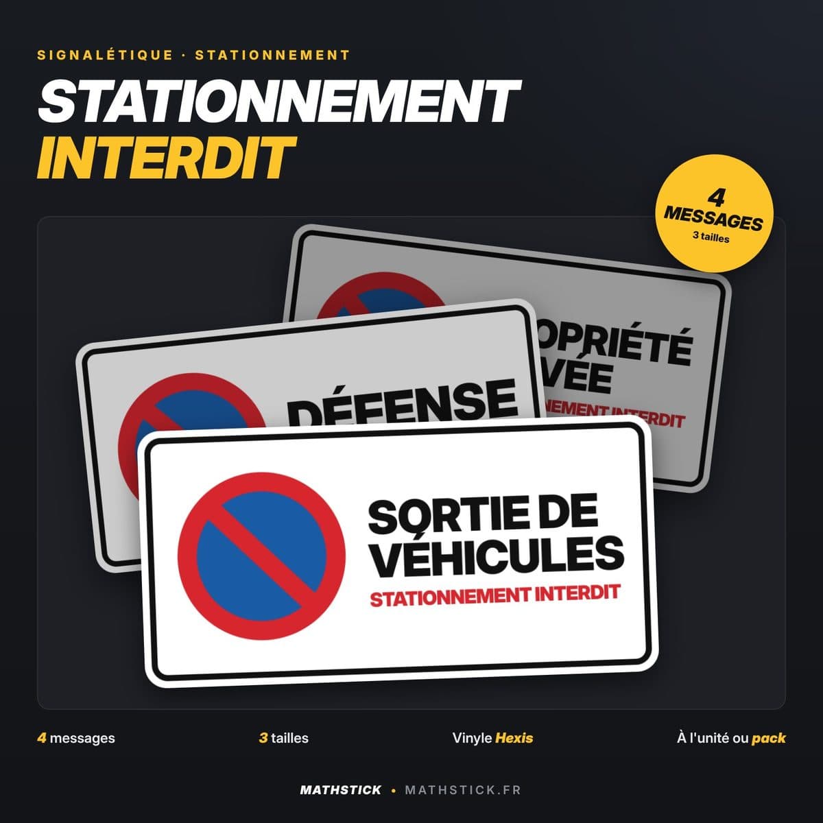 Stickers « Stationnement interdit » – 4 messages, à l'unité ou pack de 4 — photo 1