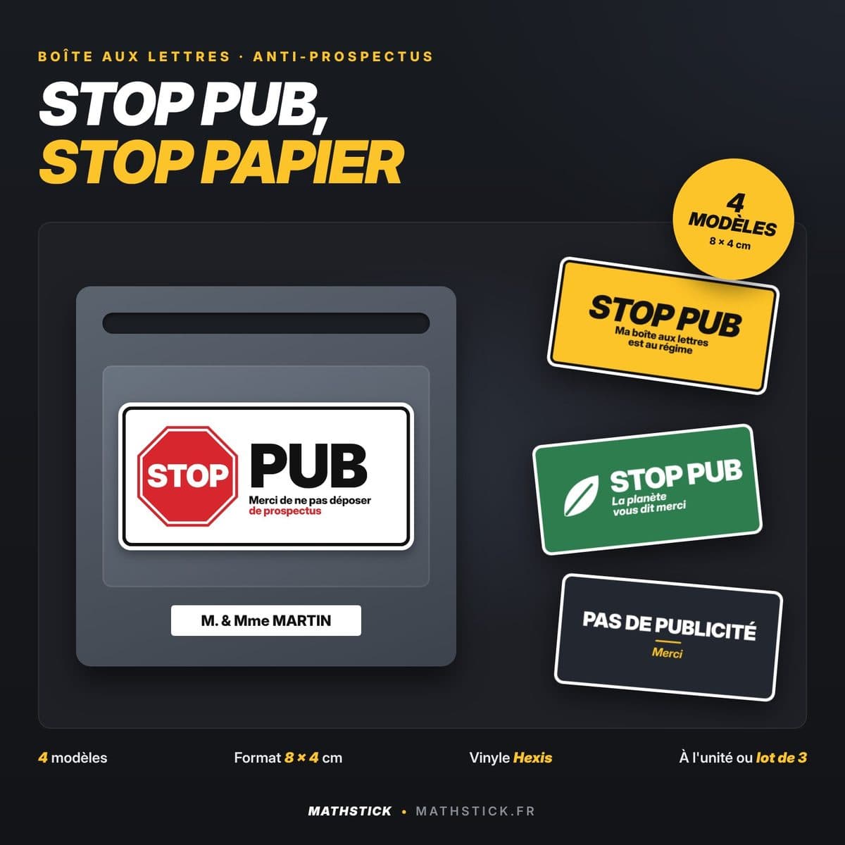 Stickers « Stop pub » – boîte aux lettres, à l'unité ou lot de 3 — photo 1