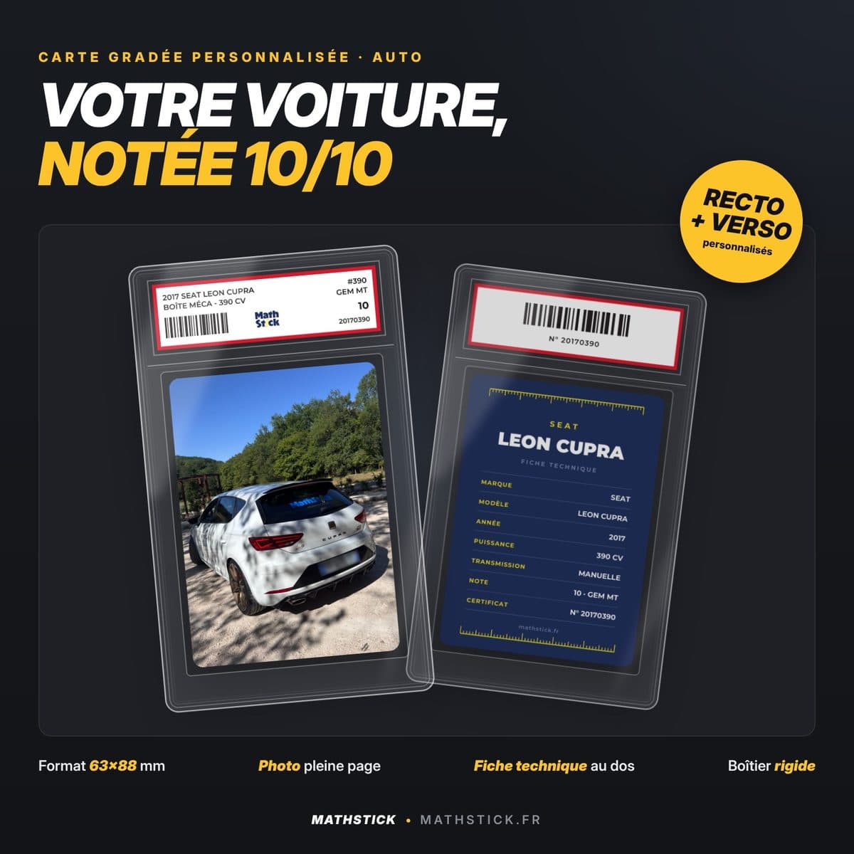 Carte gradée personnalisée de votre voiture – Slab collector