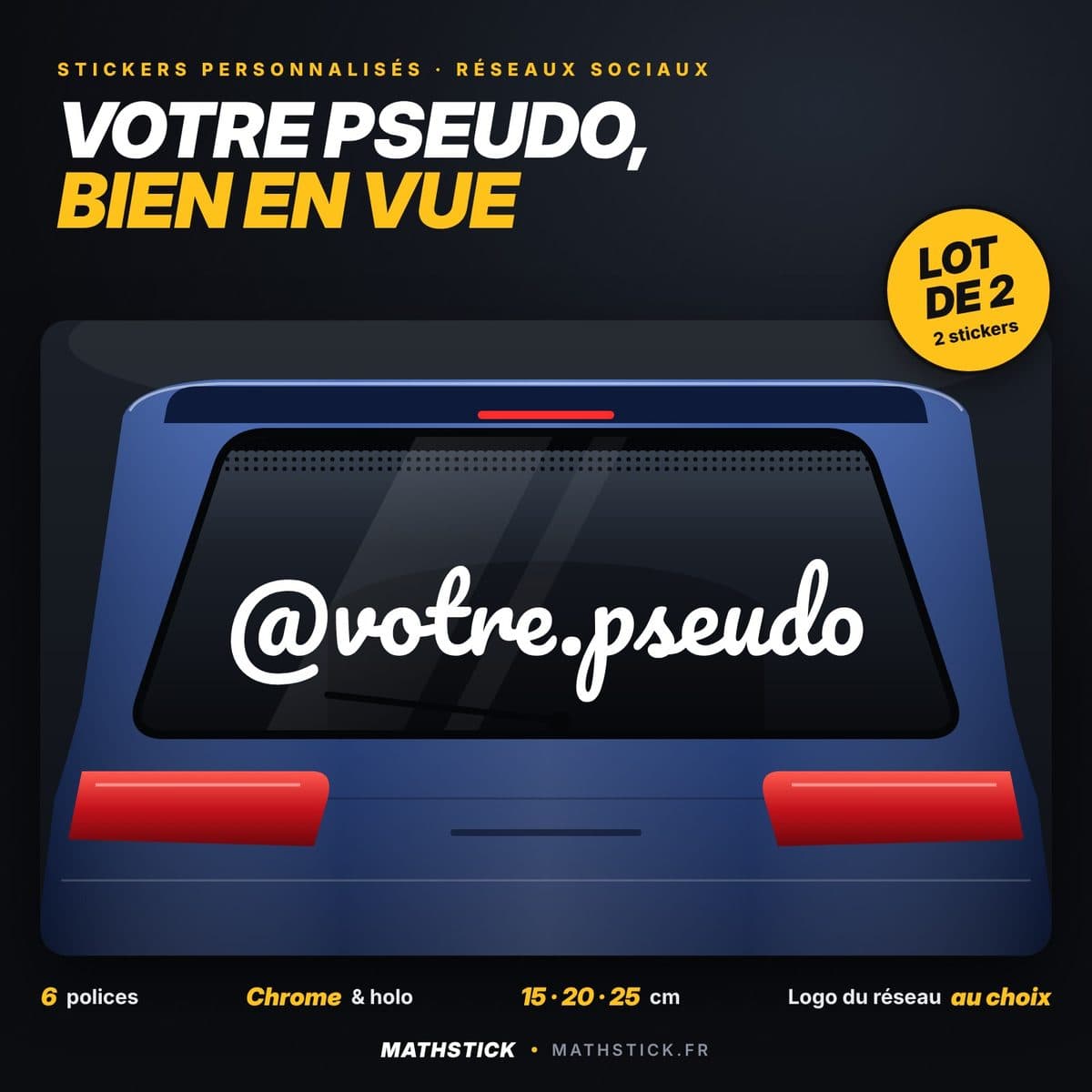 Stickers pseudo réseaux sociaux personnalisés (lot de 2)